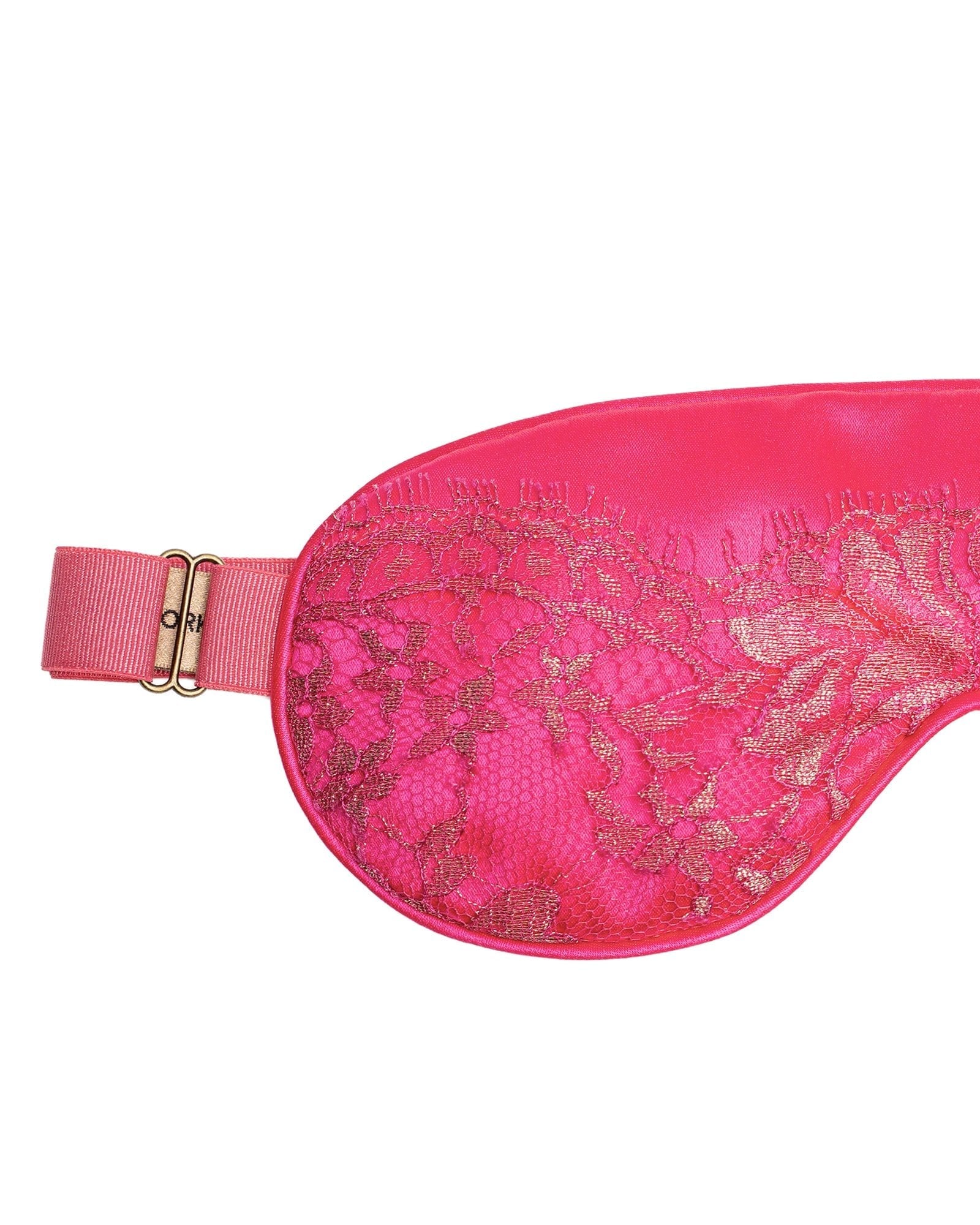 Fuchsia Lace & Silk Eye Mask view 2